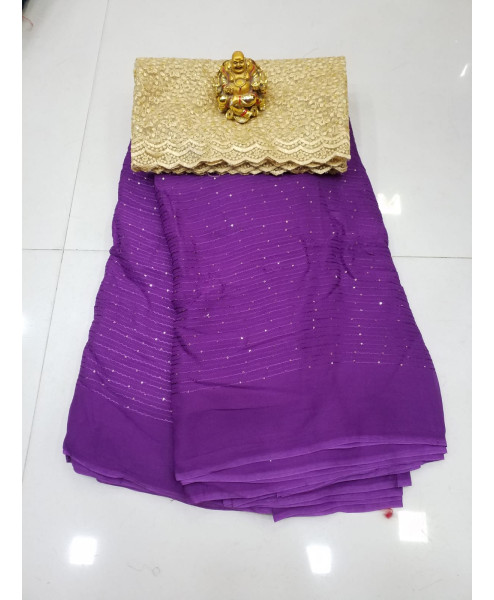 Georgette Saree  Fancy  Colour  Saree 5.50 Meters  , NetWork  Blouse fabric - 0.90 Cms to 1Mtr