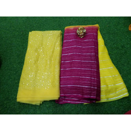 Gorjet Saree  Offf & Off Shded 5.50 Mtrs        Net Work Blouse 0.90 Cms to 1 Mtr Aprox Cuting